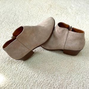Tan Suede zip up booties. Womens size 8.5